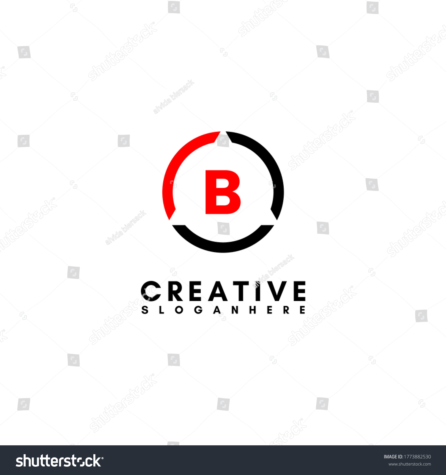 Modern Minimal Black And Red Circle B Logo - Royalty Free Stock Vector ...