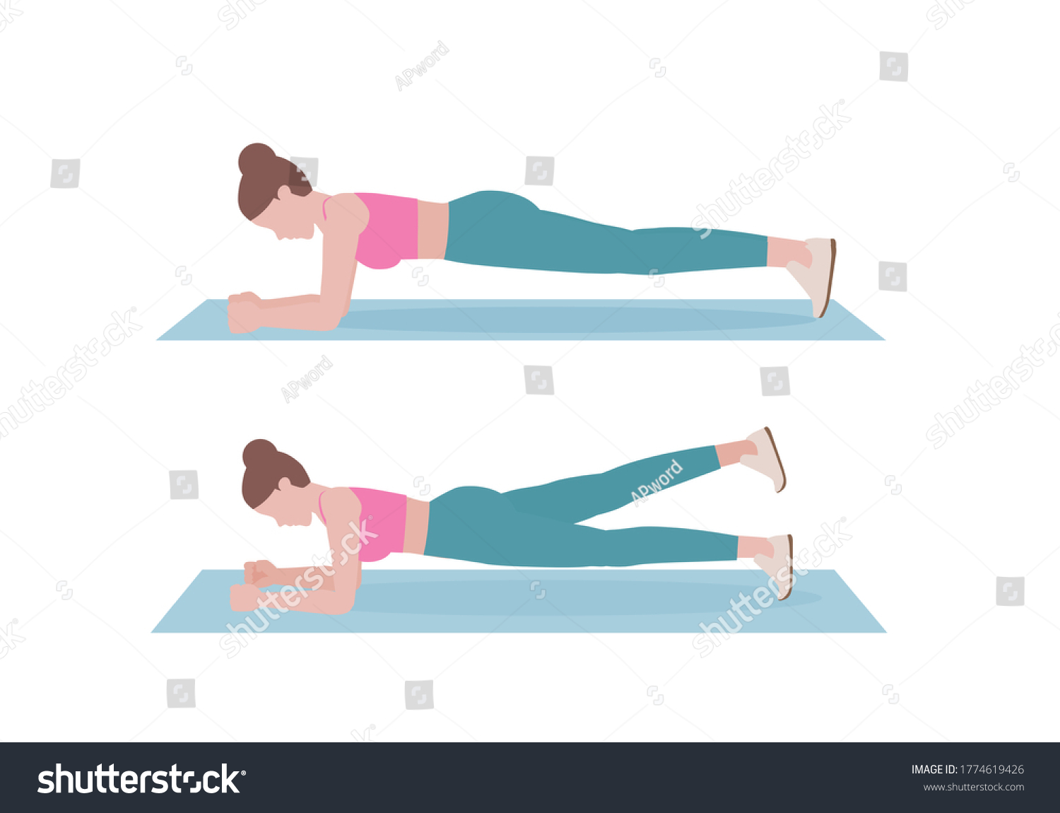 Woman Doing Exercises Step By Step Instruction Royalty Free Stock