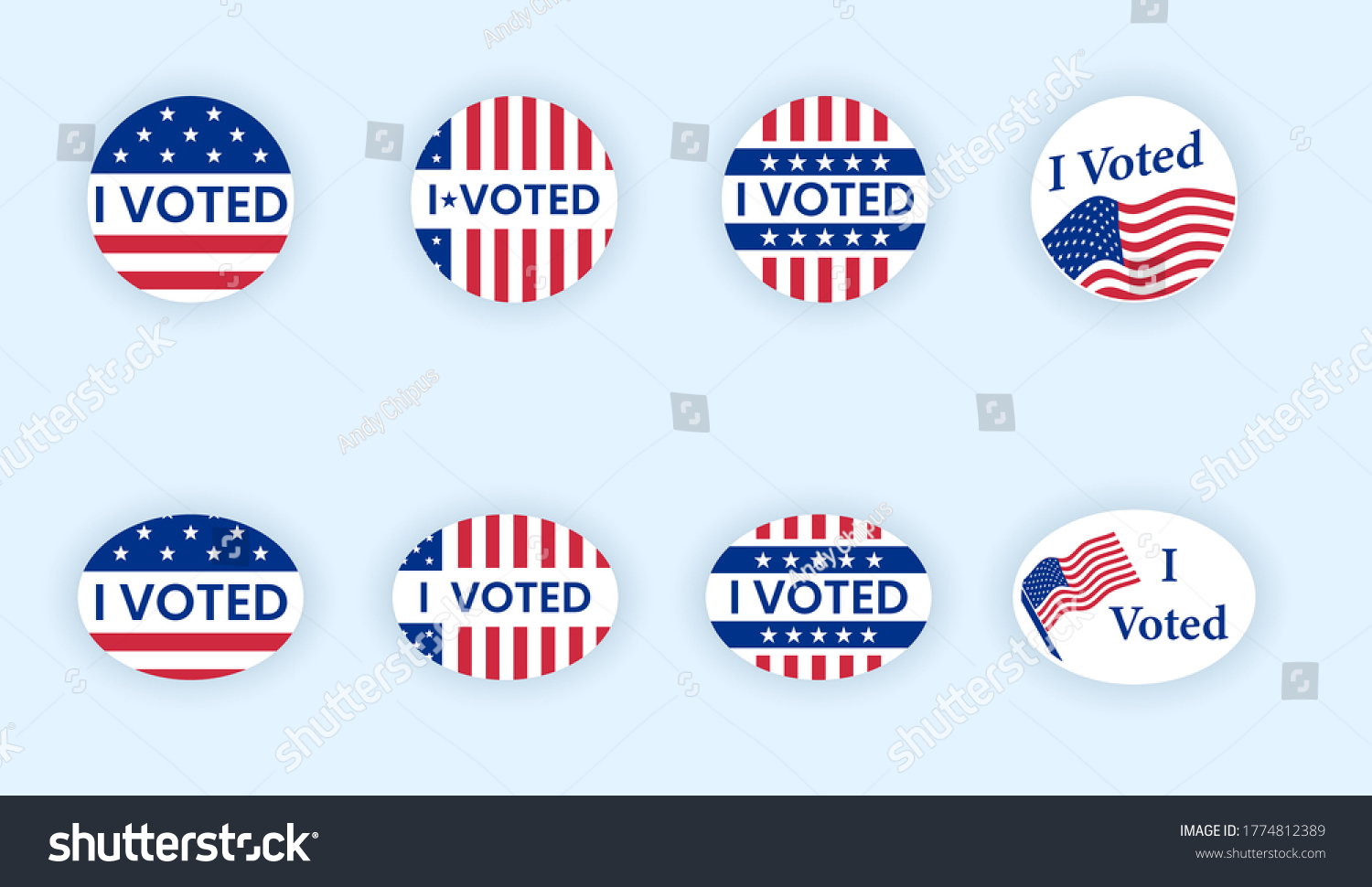 I Voted Sticker Collection Vote Badges On Royalty Free Stock Vector