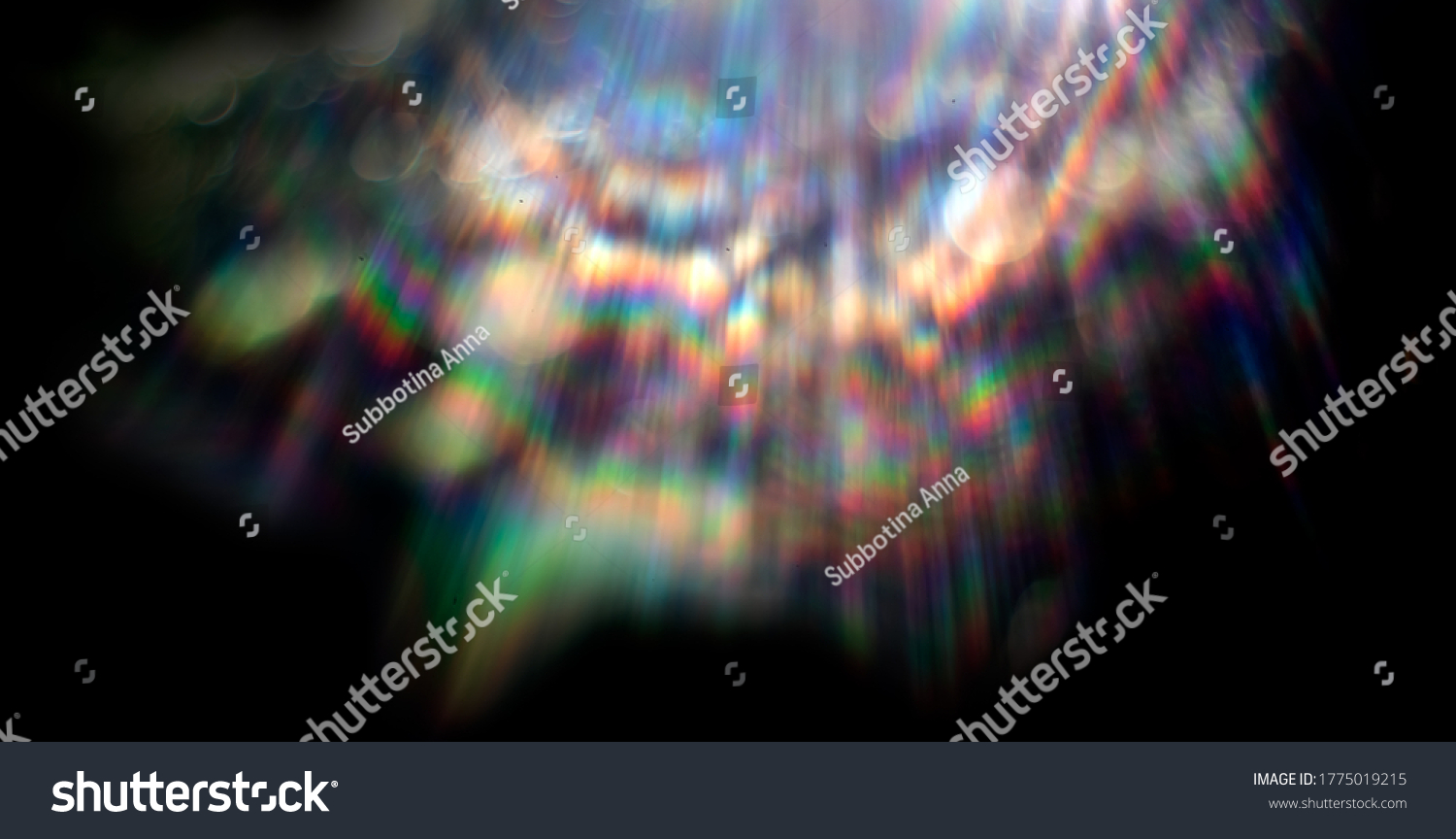 Lens flare effect on black background. Abstract Sun burst, sunflare for screen mode using. Sunflares nature abstract rainbow colourful backdrop, blinking sun burst, lens flare optical rays. #1775019215