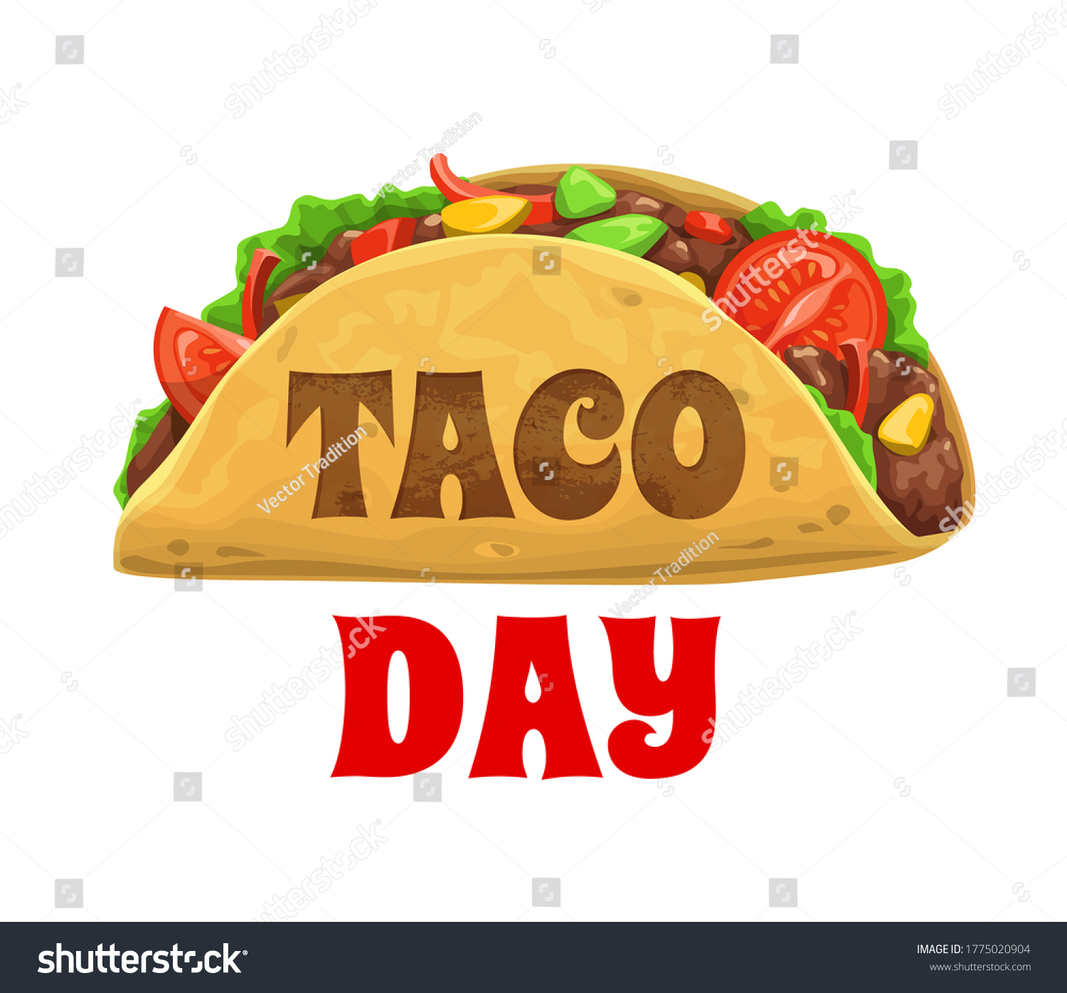 Taco day, national Mexican celebration holiday, Royalty Free Stock