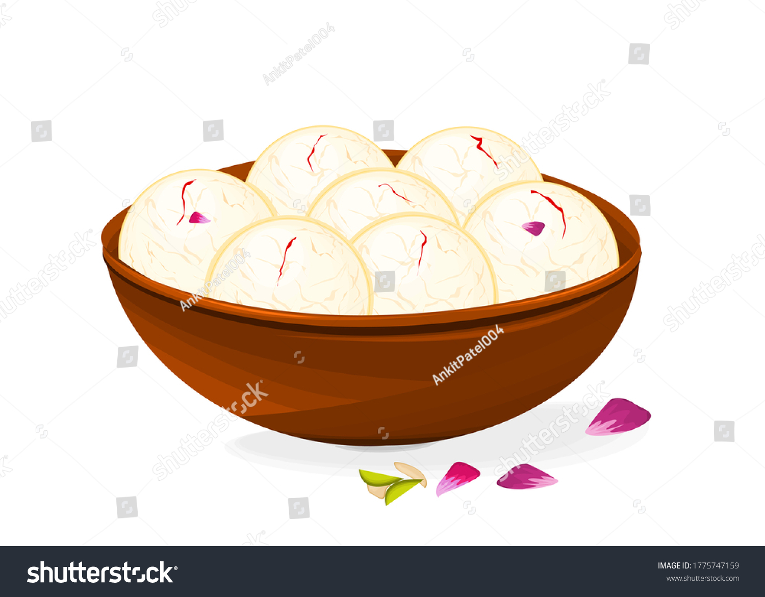 Rasgulla Bengali indian Sweet Dish Food Vector - Royalty Free Stock ...