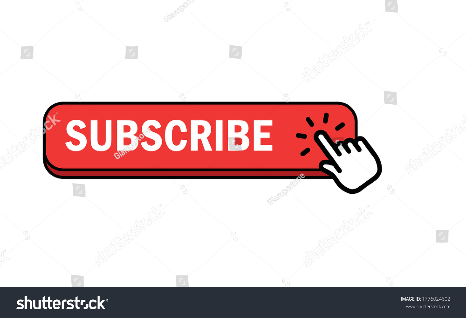 Subscribe button with hand click icon. Finger - Royalty Free Stock ...