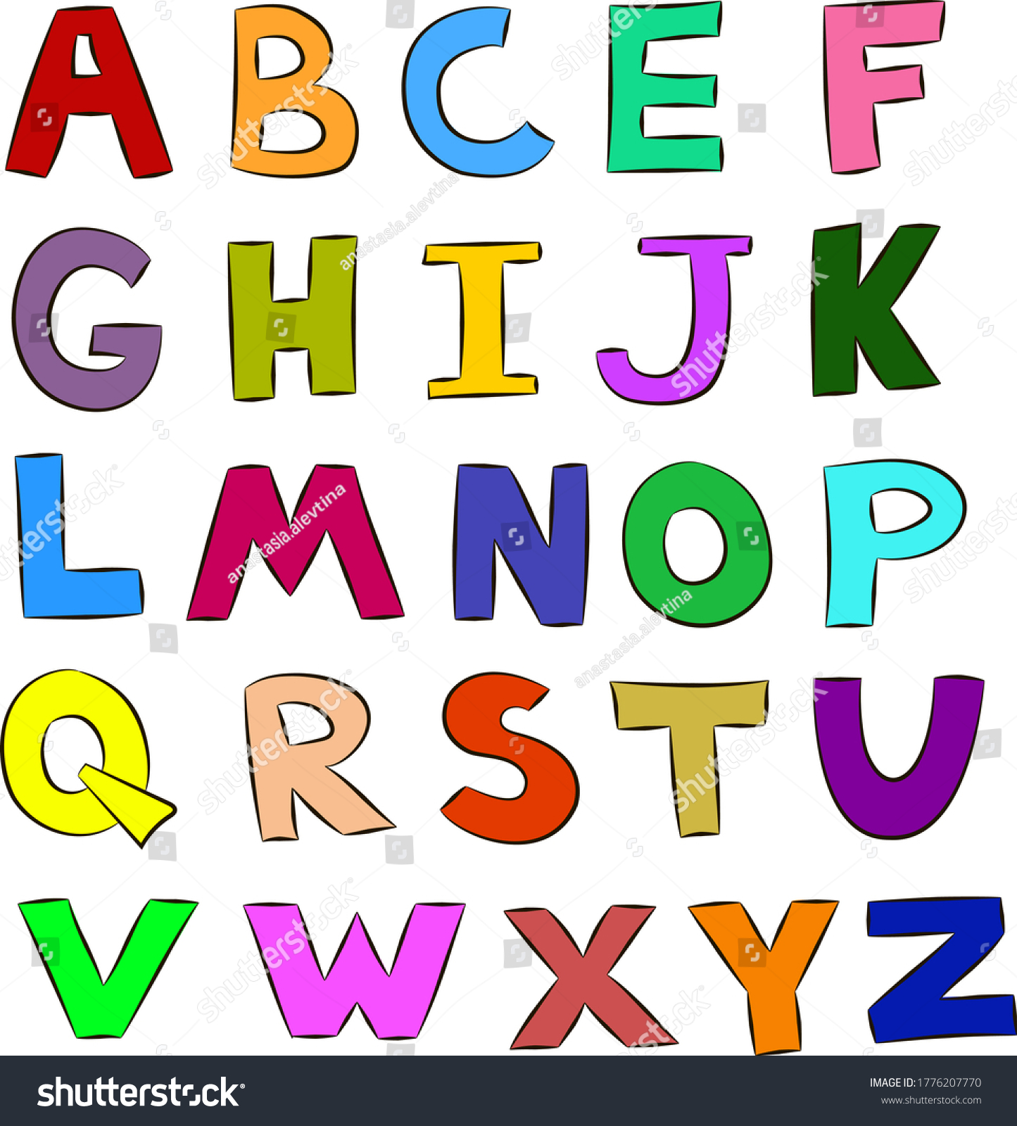 English alphabet. Multi-colored letters. Bright - Royalty Free Stock ...