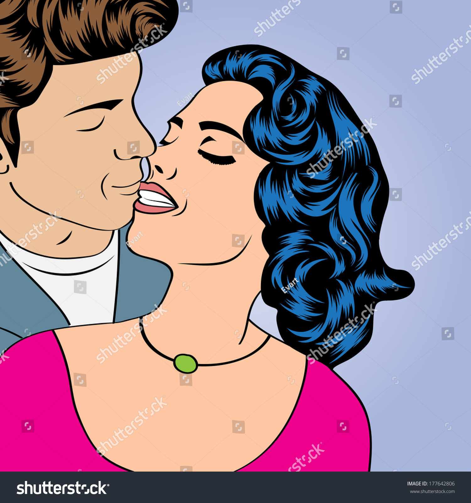 Pop Art Kissing Couple Vector Format Royalty Free Stock Vector 177642806