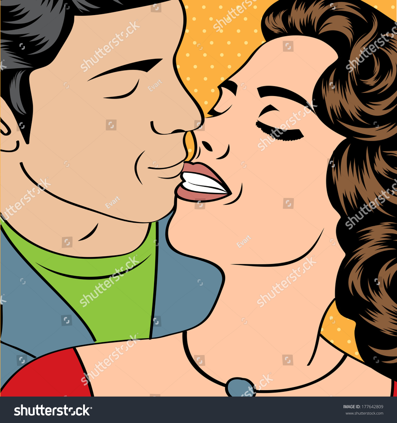 Pop Art Kissing Couple Vector Format Royalty Free Stock Vector