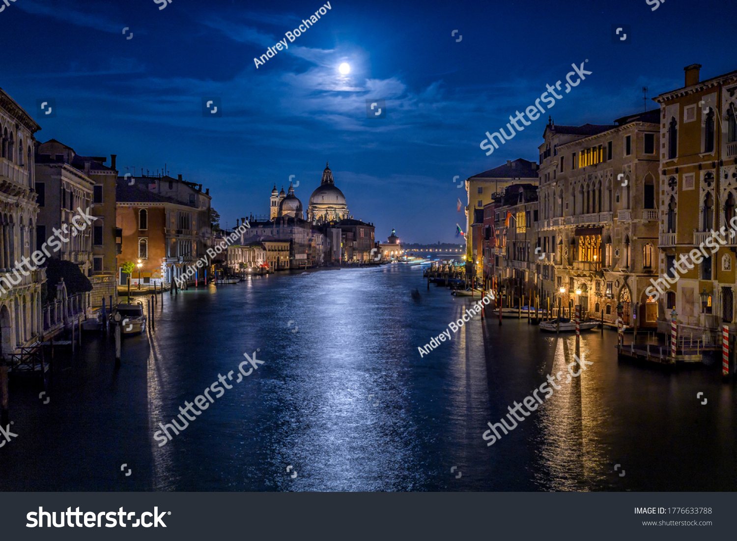 Moon night over Grand canal in Venic #1776633788