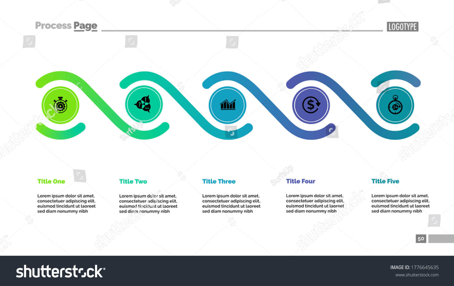 Five elements process chart template. Business - Royalty Free Stock ...