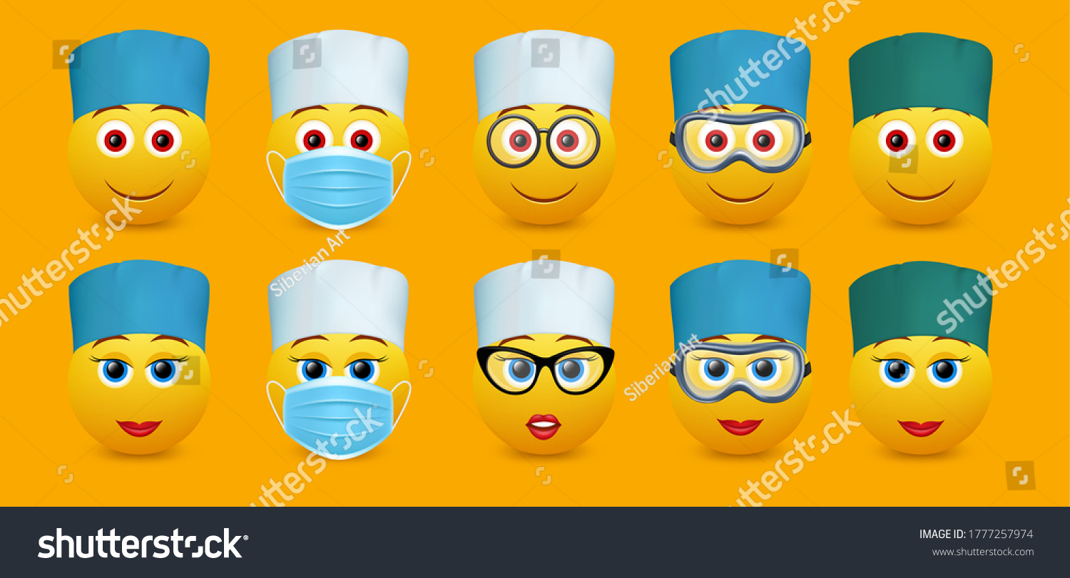 Doctor emoticon set, vector isolated - Royalty Free Stock Vector ...