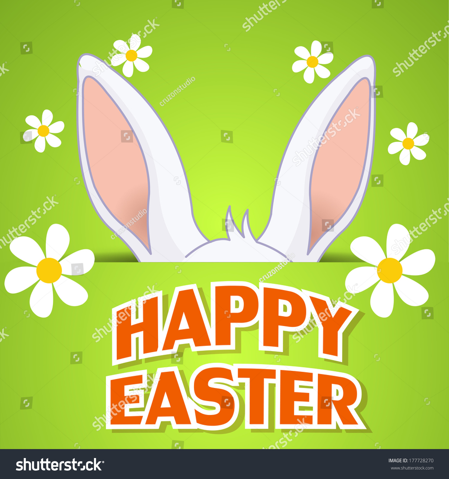 Easter bunny on green background. #177728270