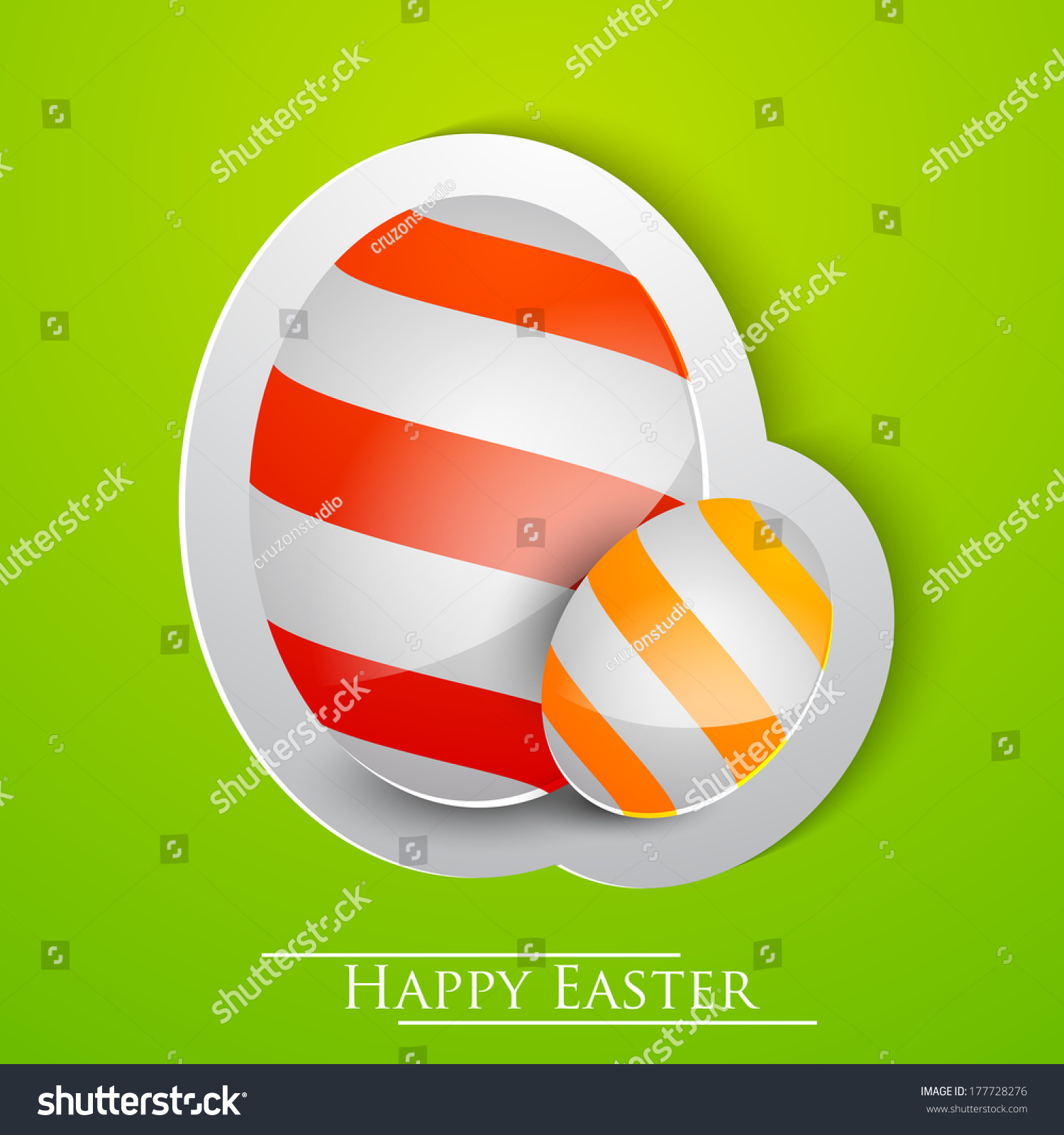 Easter eggs on green background. #177728276