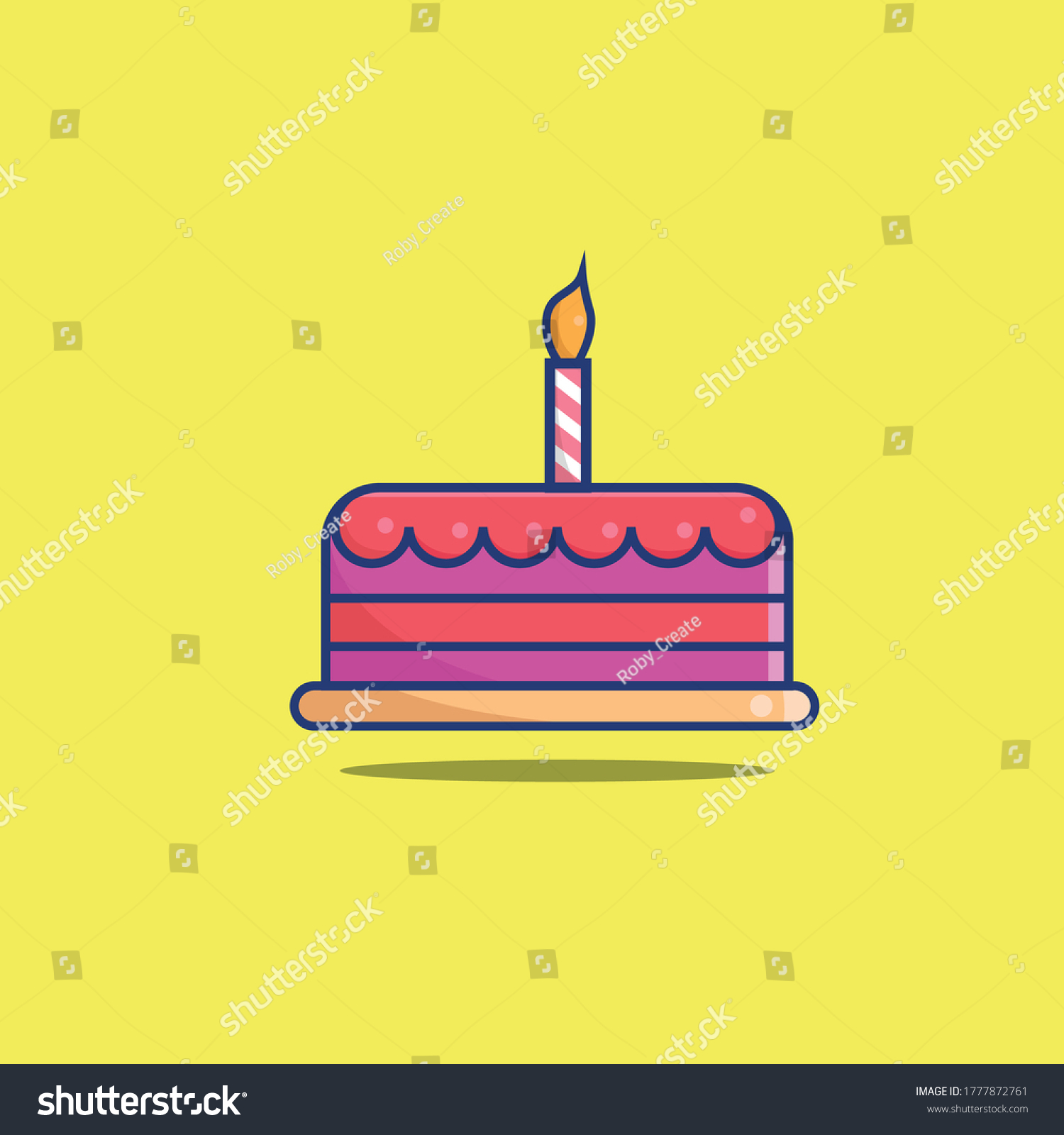 Vector Illustration Of Cartoon Birthday Cake Royalty Free Stock Vector 1777872761