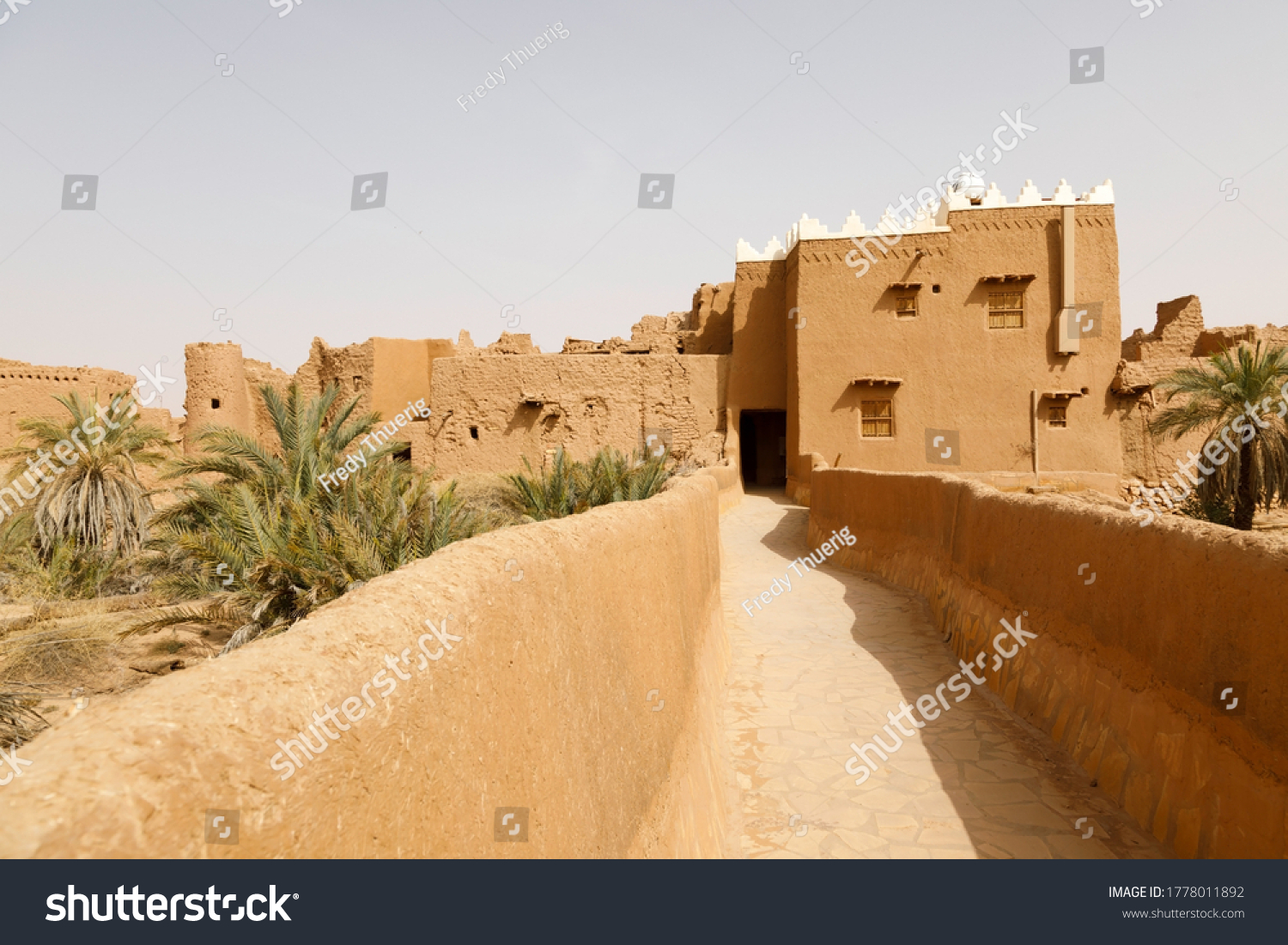 Ushaiger, Ar Riyadh in Saudi Arabia. A traditional restored village made of clay bricks. Ushaiger is one of the Heritage Villages in the Kingdom of Saudi Arabia #1778011892