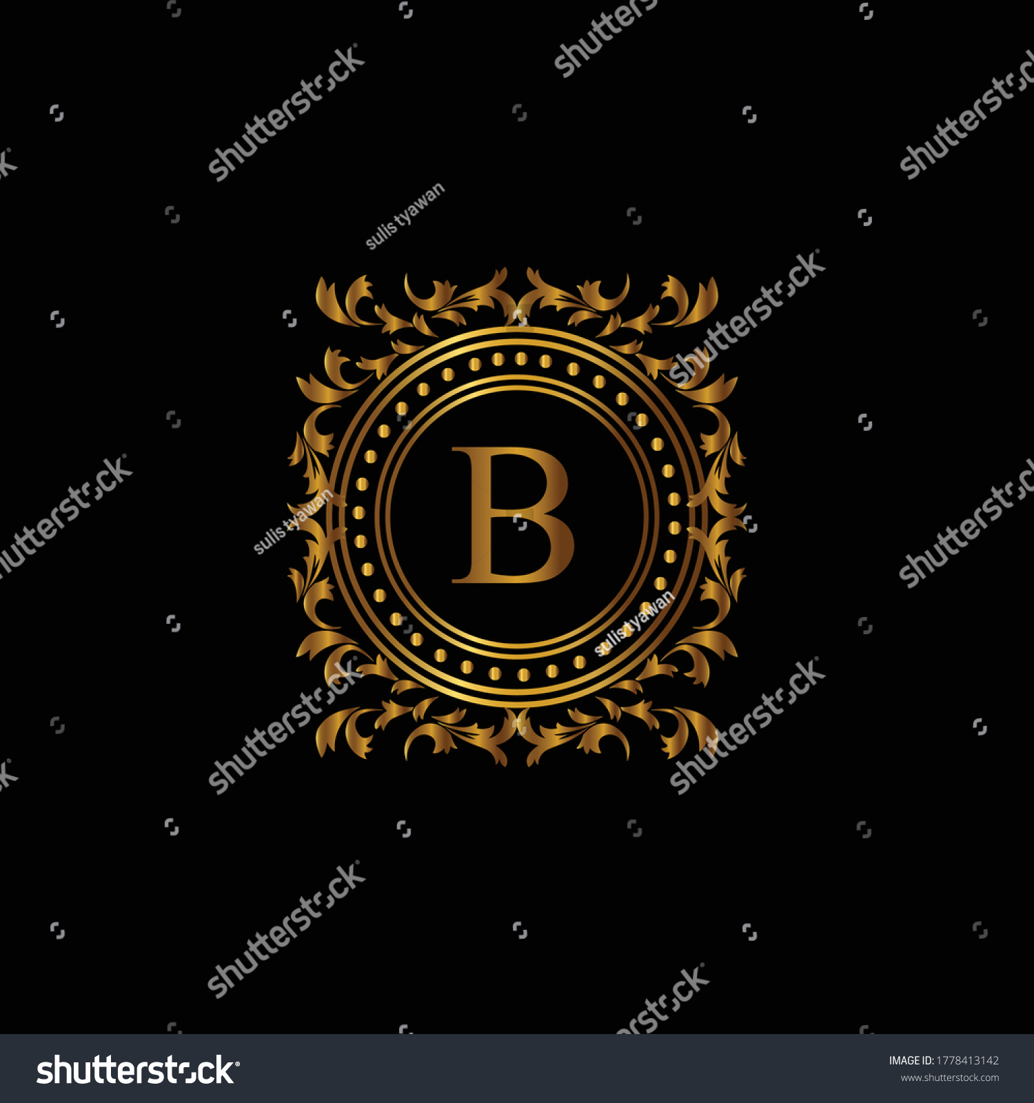 Vintage monograms B letter. Golden heraldic - Royalty Free Stock Vector ...