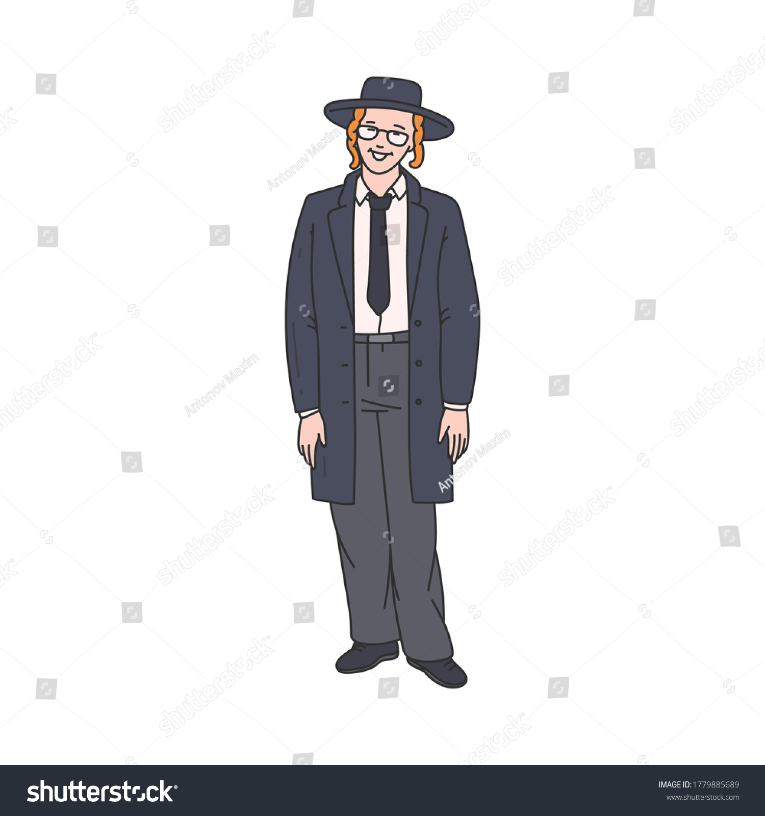 Orthodox jewish man cartoon character in - Royalty Free Stock Vector ...