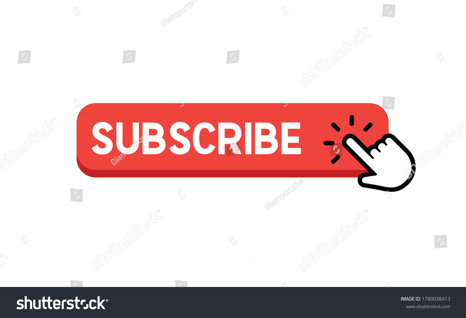 Subscribe button with hand click icon. Finger - Royalty Free Stock ...