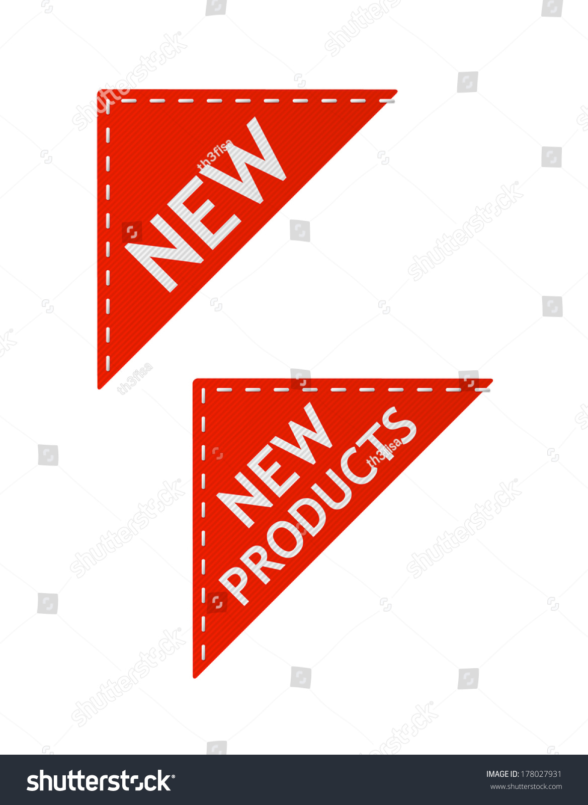 set of vector red new signs on piece of textile #178027931