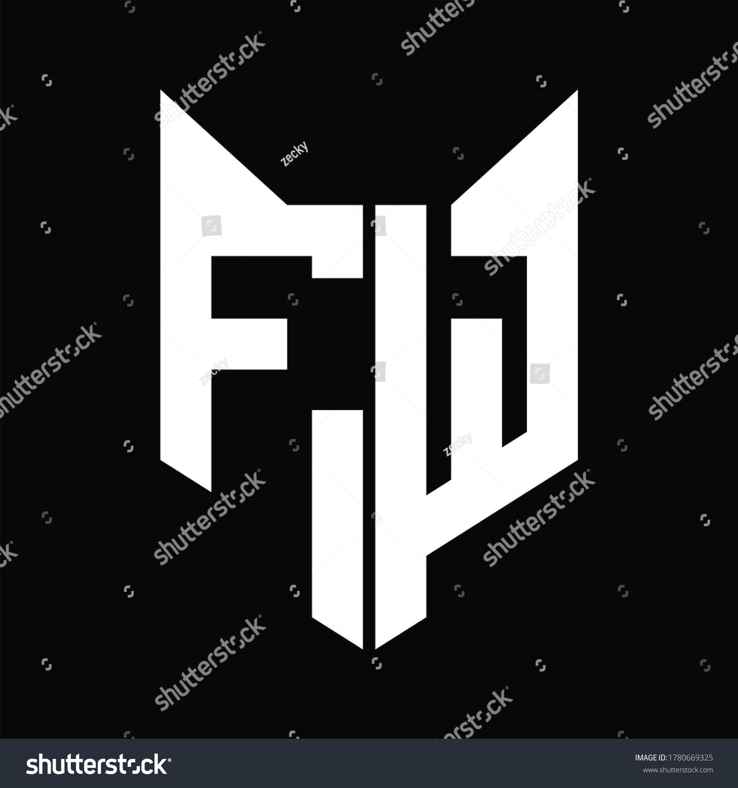 FW Logo monogram with fox head shape design - Royalty Free Stock Vector ...