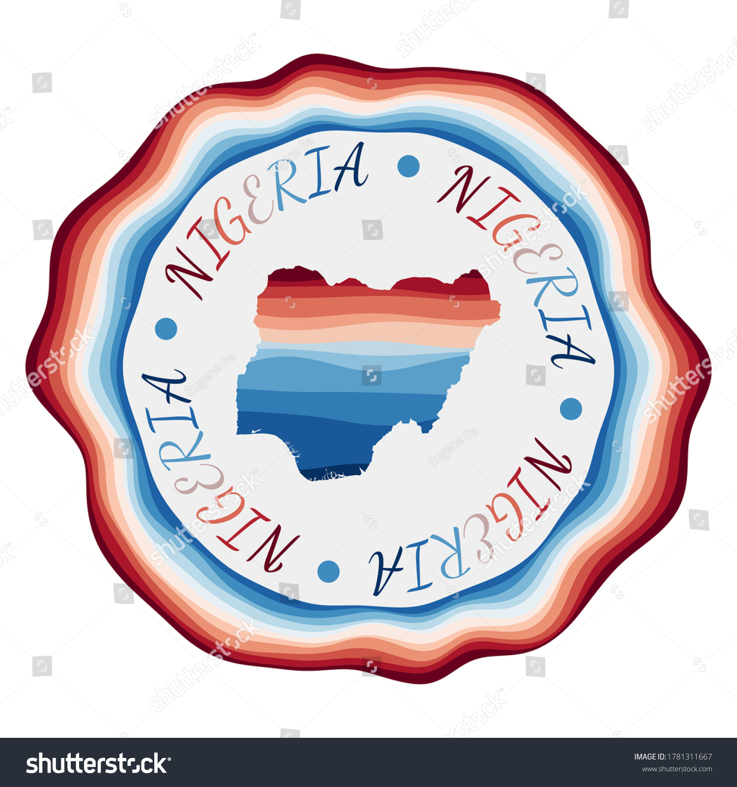 Nigeria badge. Map of the country with beautiful - Royalty Free Stock ...