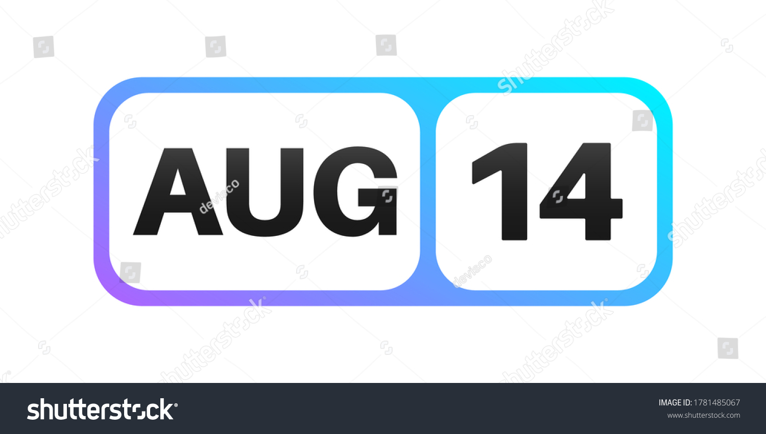 August 14th date on a single day calendar page. Royalty Free Stock