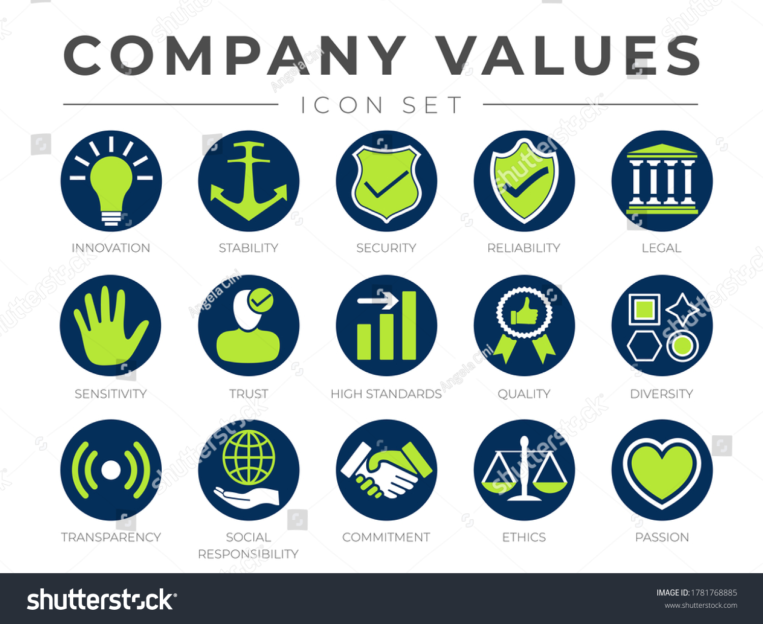 Round Core Values Business Company Icon Set. - Royalty Free Stock ...