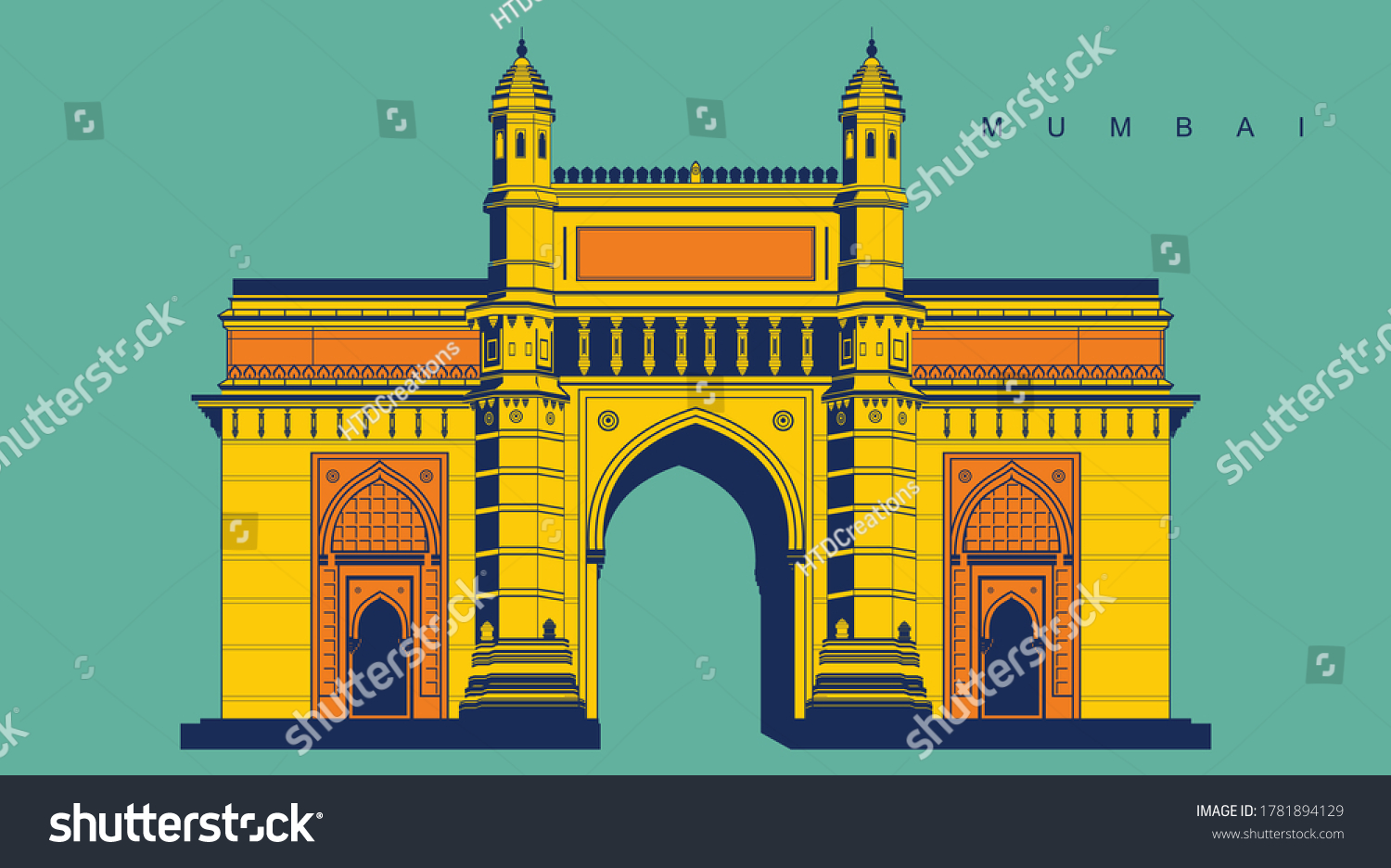 India Mumbai Skyline Arch monument - Royalty Free Stock Vector ...