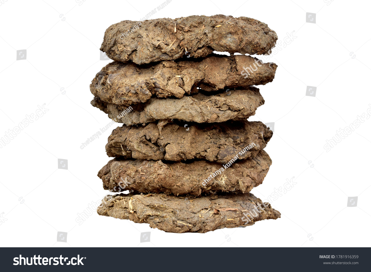 dry Cow Dung Cakes for hawan kund . dung cake on white background. dung cake for dhup  #1781916359