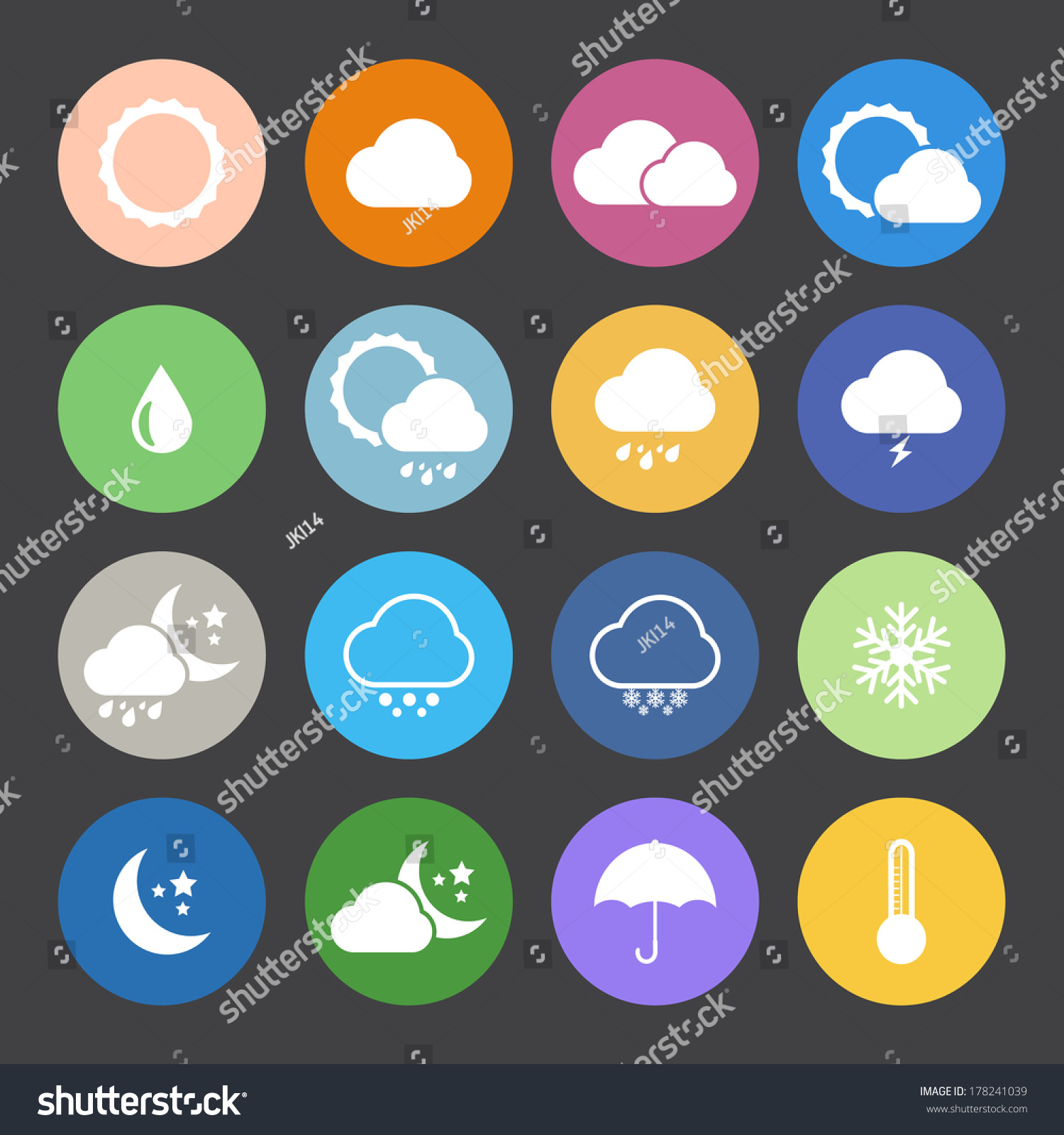 Flat Color style weather icon vector set. #178241039