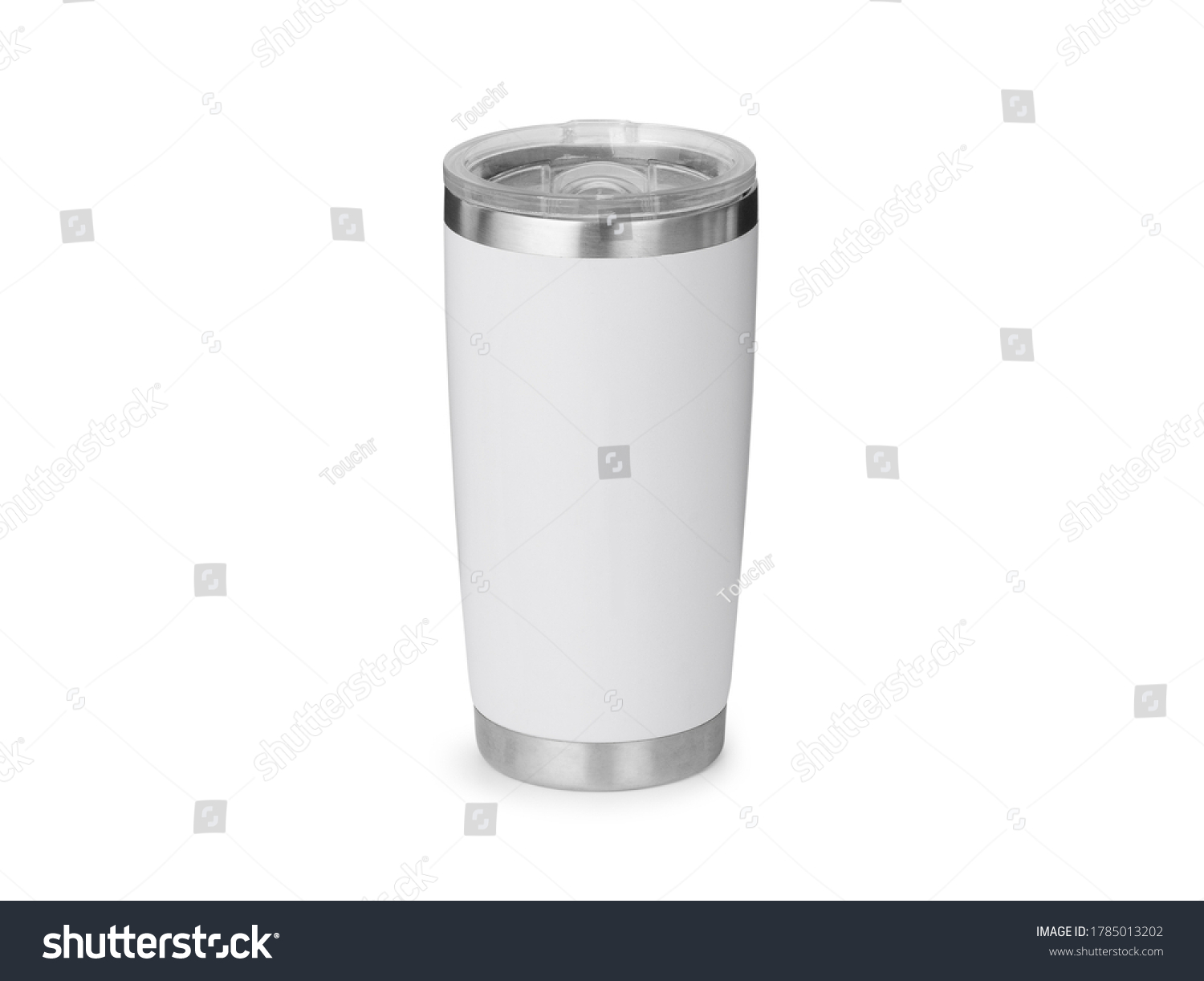 White steel tumbler mockup isolated on white background with clipping path. #1785013202