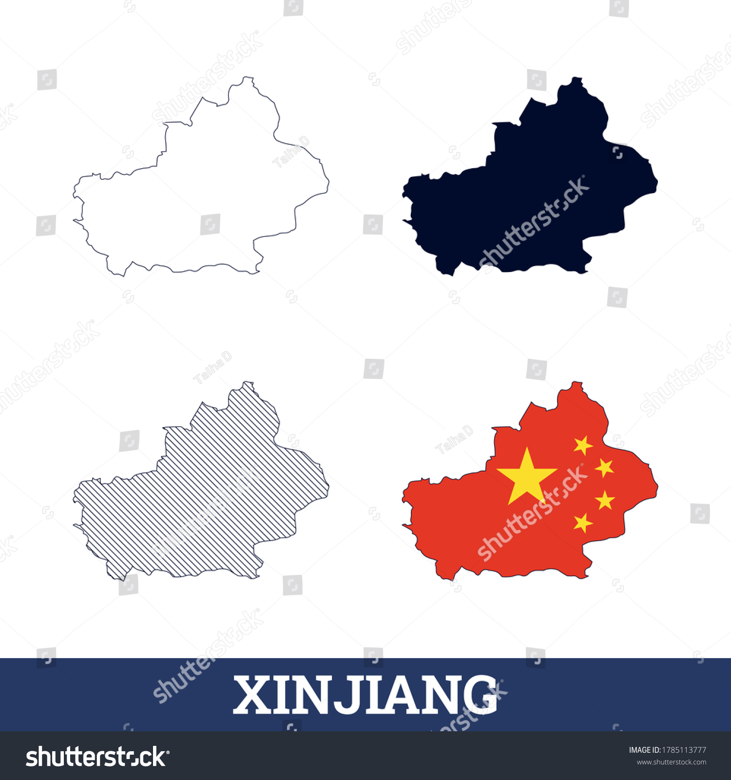 China State Xinjiang Map with flag vector - Royalty Free Stock Vector 1785113777 - Avopix.com