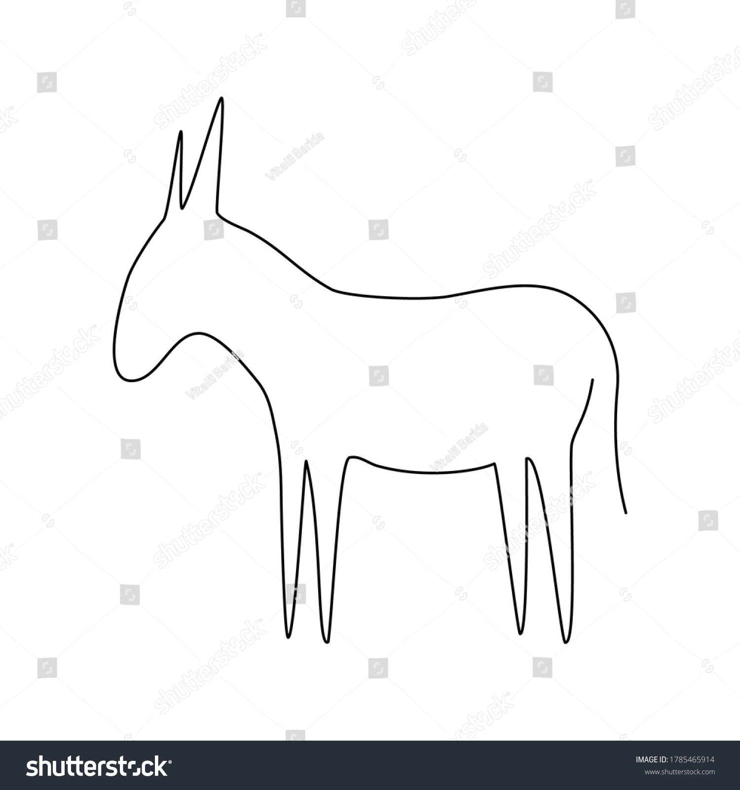 Donkey line icon. Farm animal continuous line - Royalty Free Stock ...