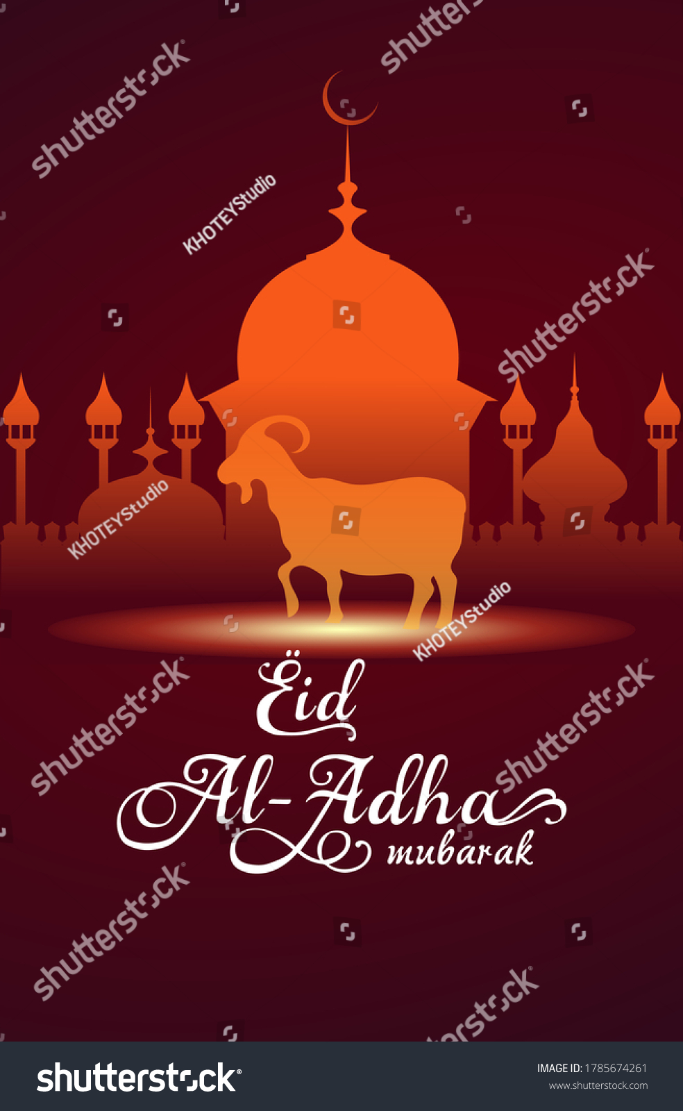 Muslim holiday concept Eid Al Adha Mubarak. Dark Royalty Free Stock