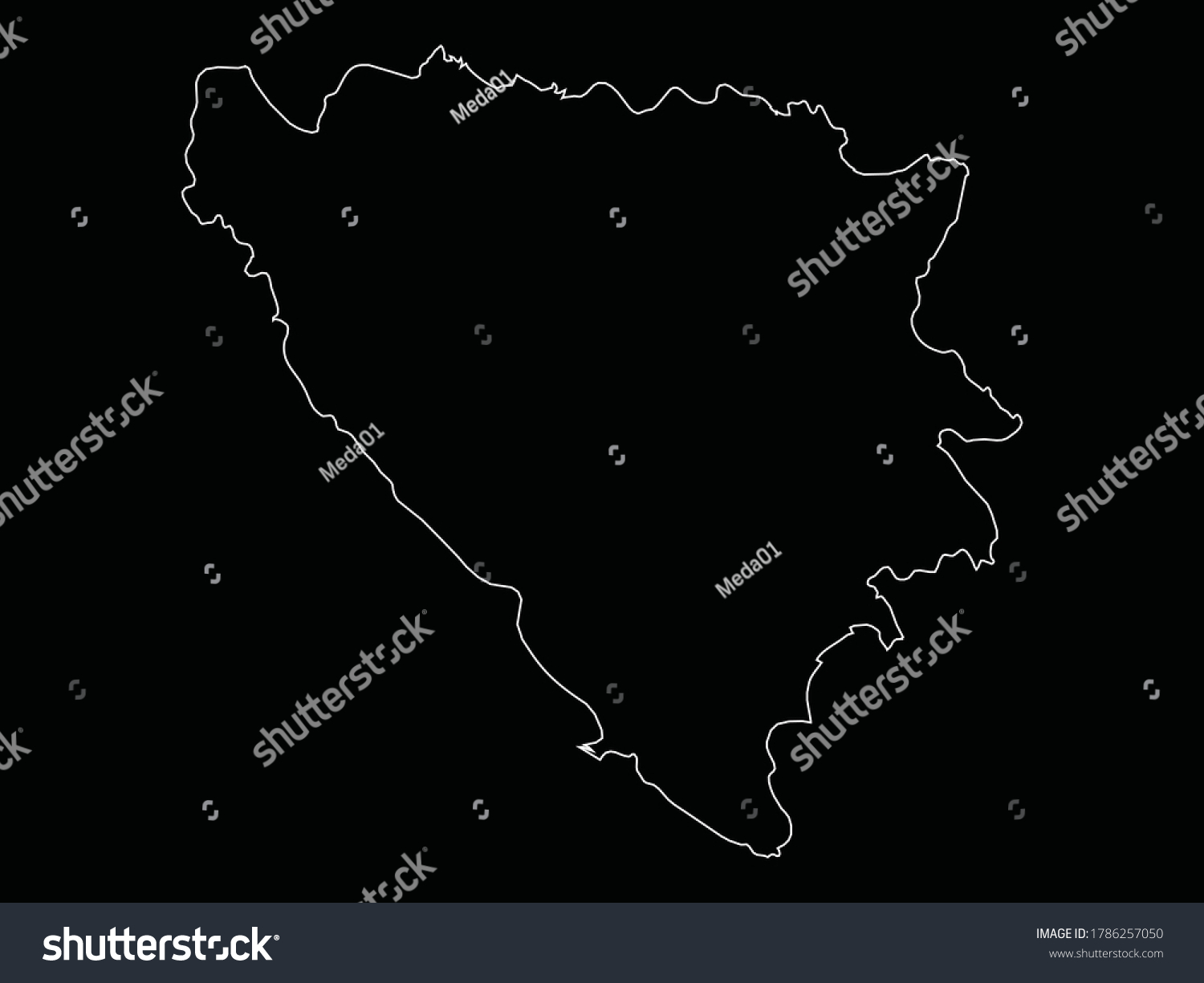 Vector Illustration Of Outline Map Of Bosnia And Royalty Free Stock