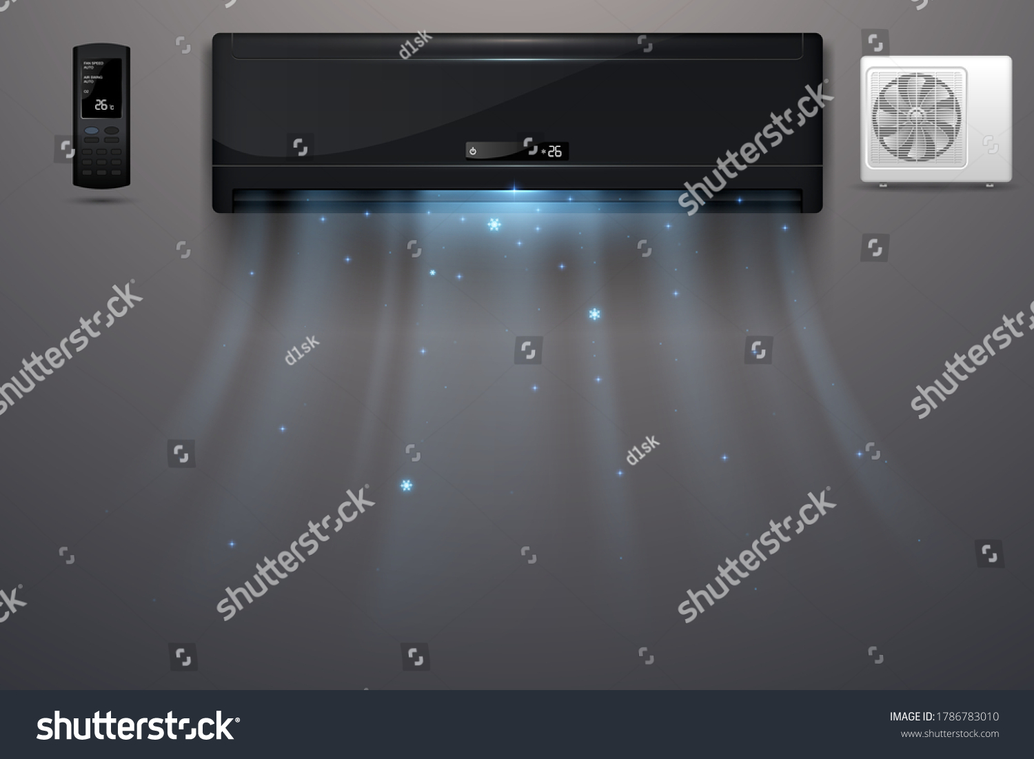 Black air conditioner with cold wind effect #1786783010