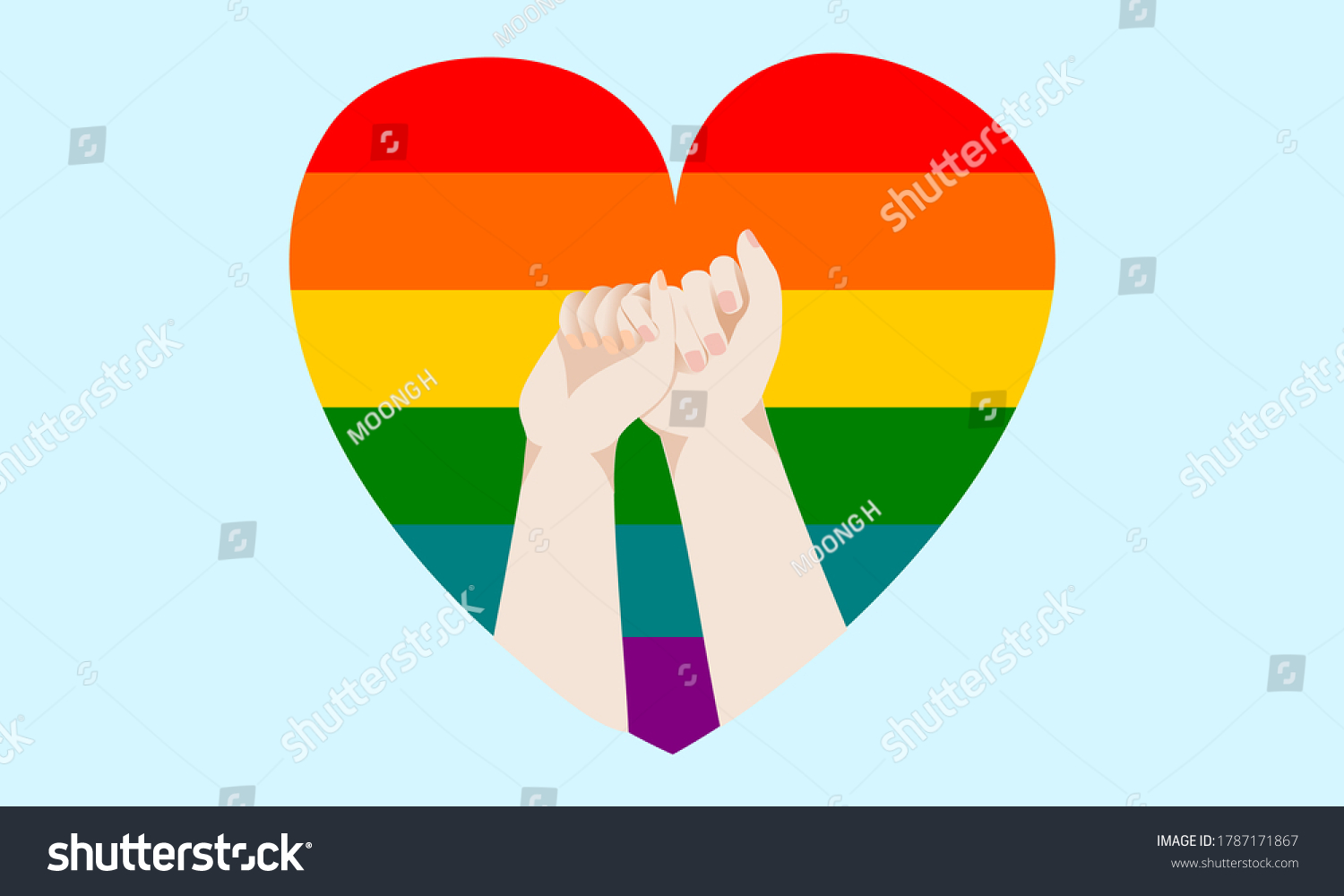 Holding Hands And Heart Shaped Lgbt Vector Royalty Free Stock Vector 1787171867