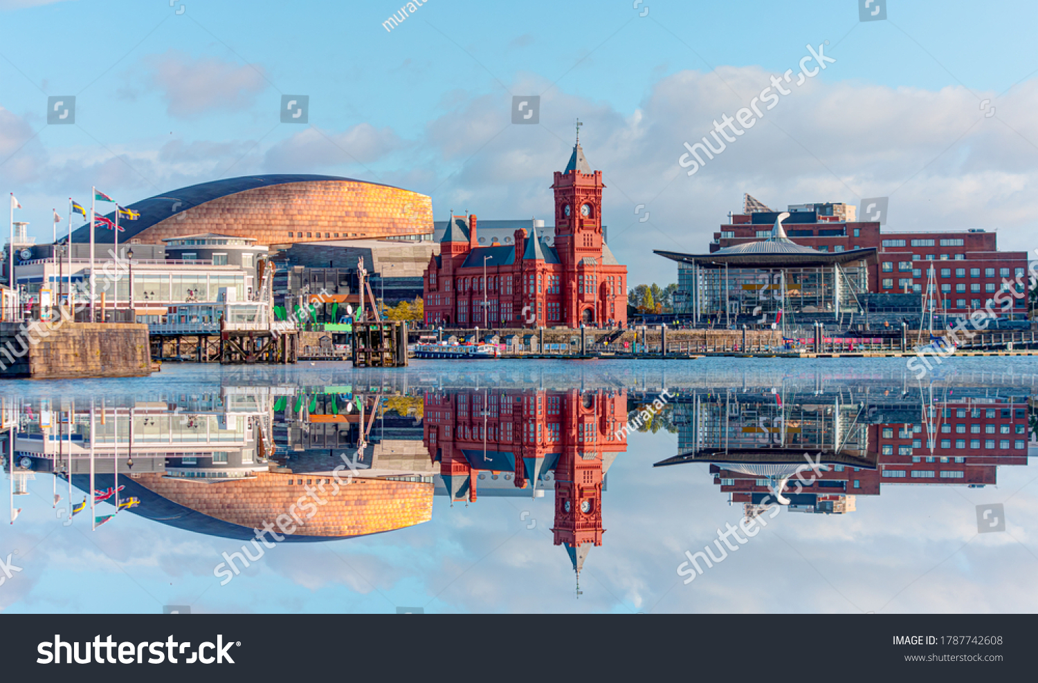 Panoramic view of the Cardiff Bay - Cardiff, Wales #1787742608