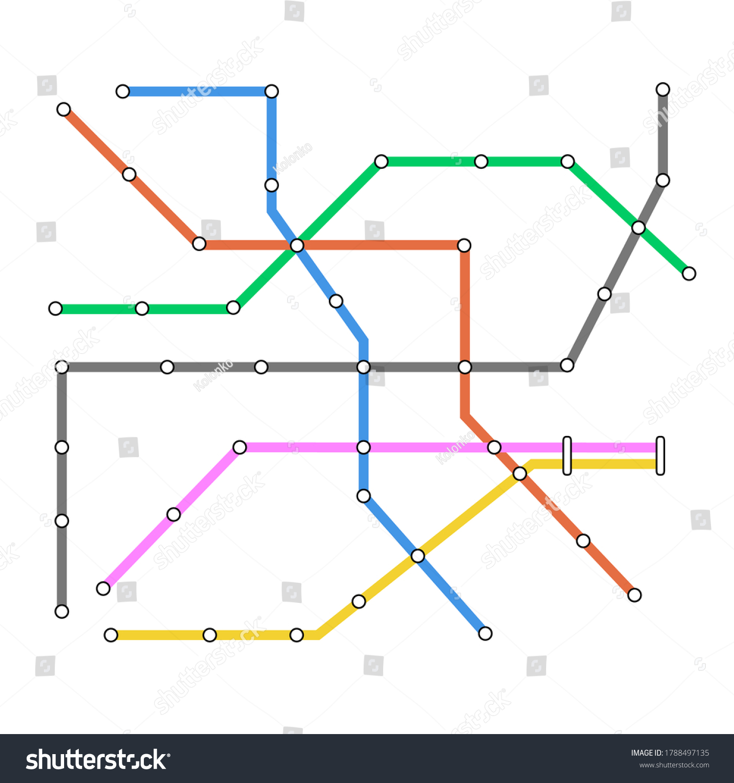 Subway omnichannel metro map. Omni channel tube - Royalty Free Stock ...