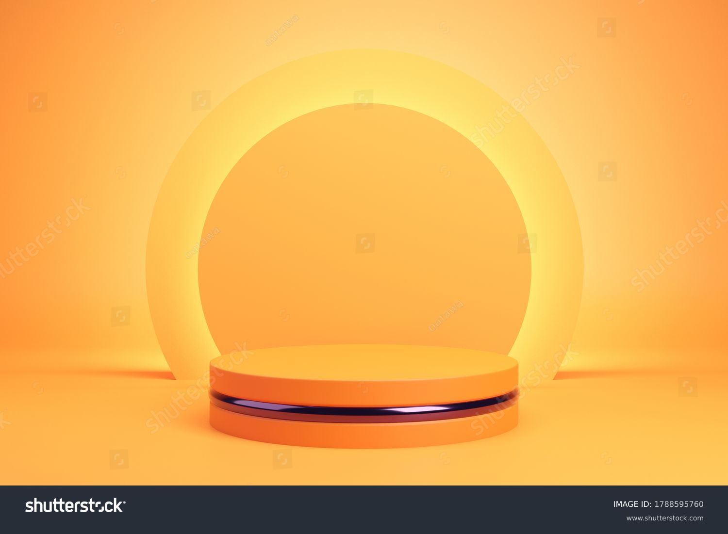 Orange podium and minimal abstract background for Halloween, 3d rendering geometric shape, Stage for awards on website in modern. #1788595760