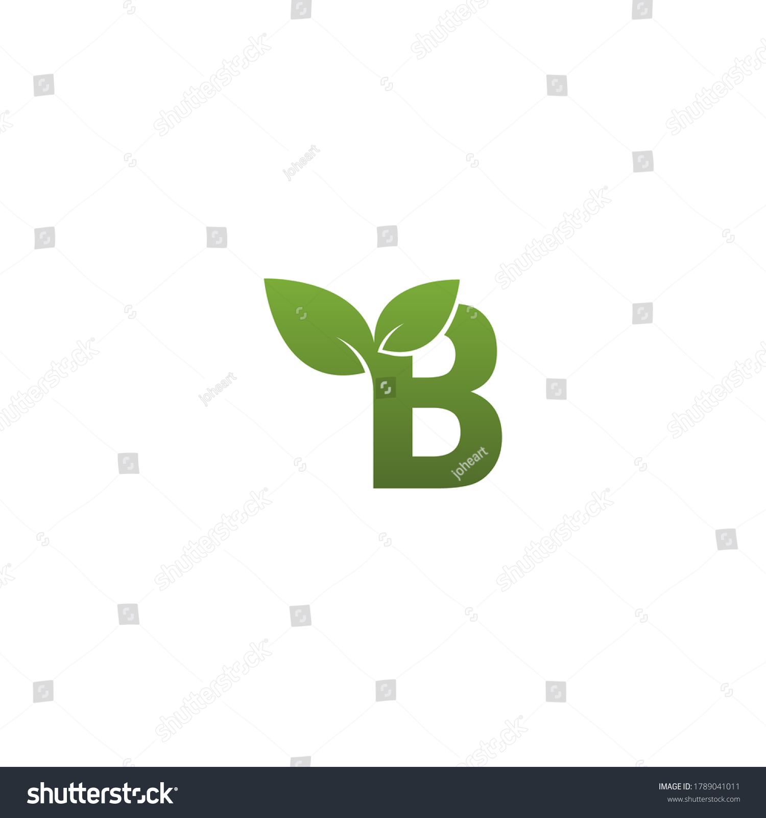 Letter B With Green Leaf Symbol Logo Template - Royalty Free Stock ...