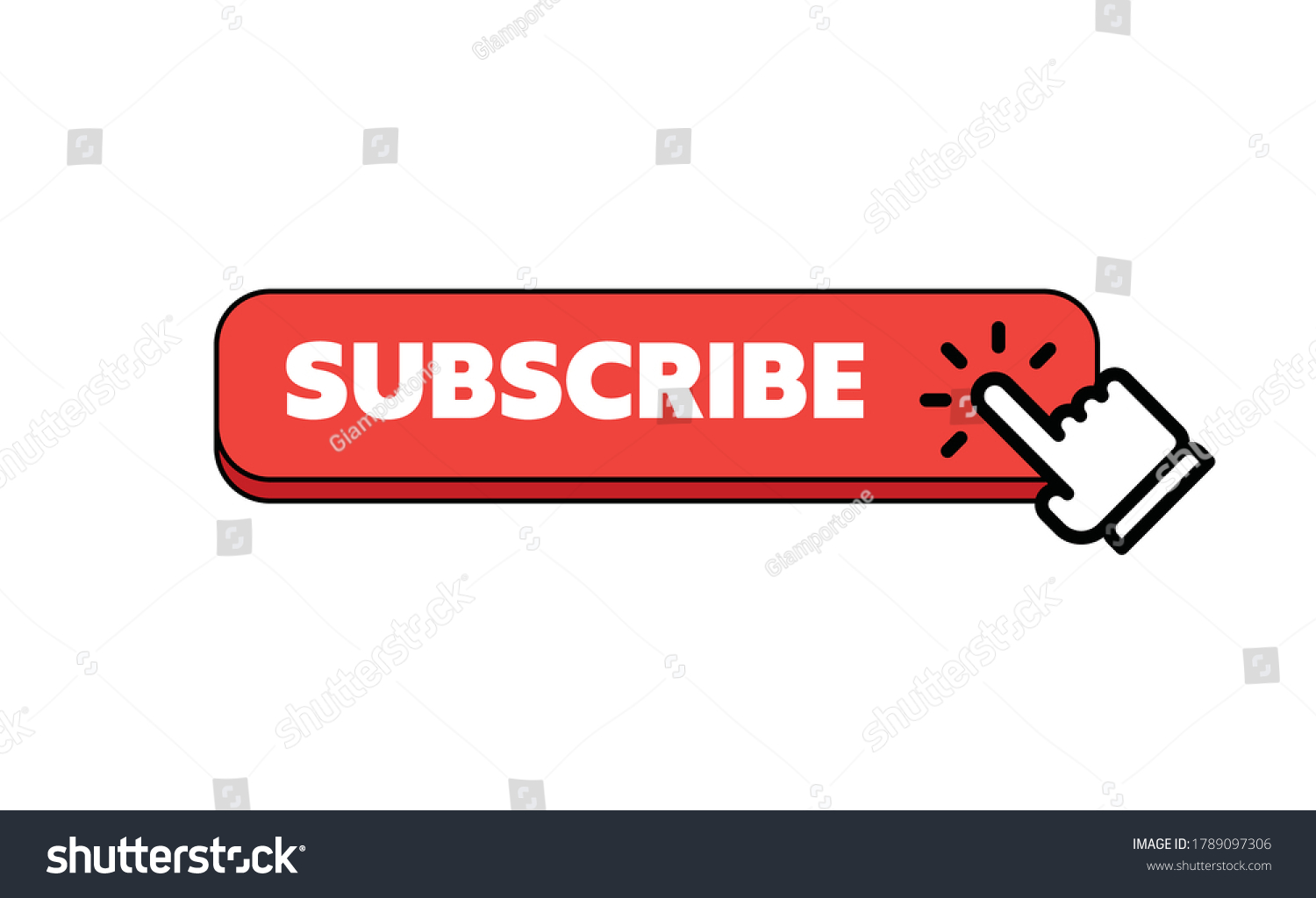 Subscribe button with hand clicking icon - Royalty Free Stock Vector ...