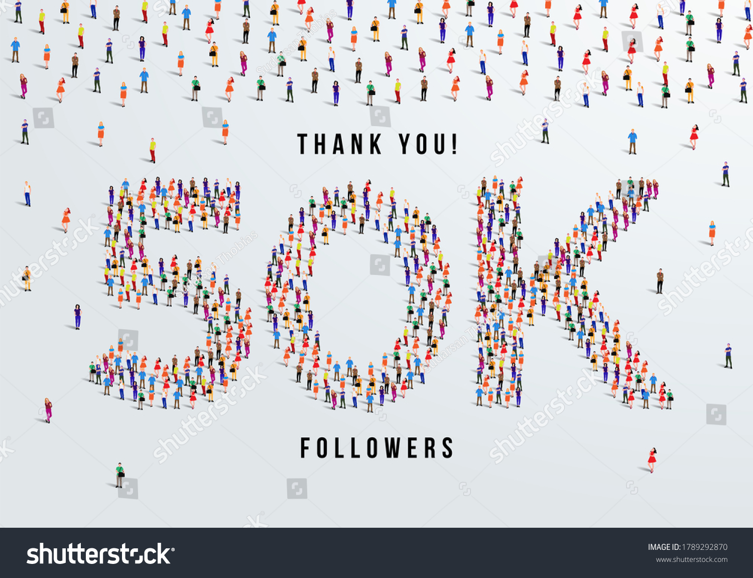 Thank You 50k Or Fifty Thousand Followers Large Royalty Free Stock Vector 1789292870 7848