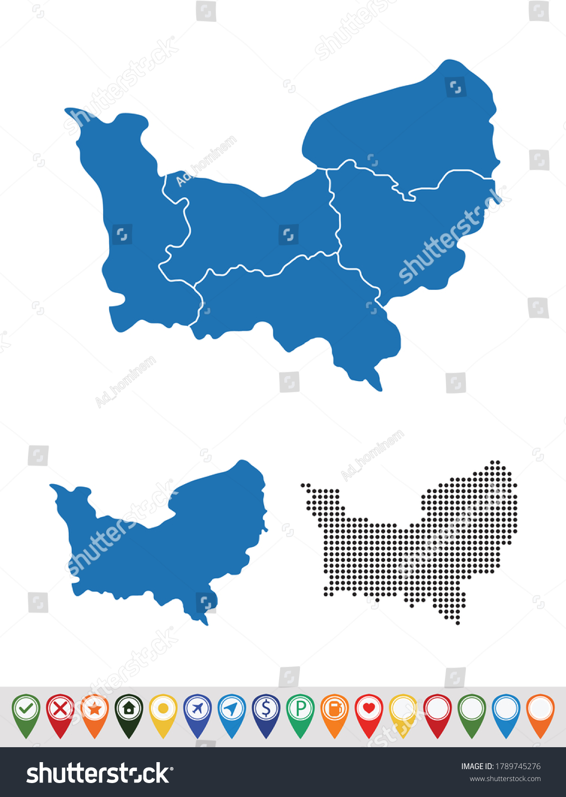 Set outline maps of Normandy - Royalty Free Stock Vector 1789745276 ...