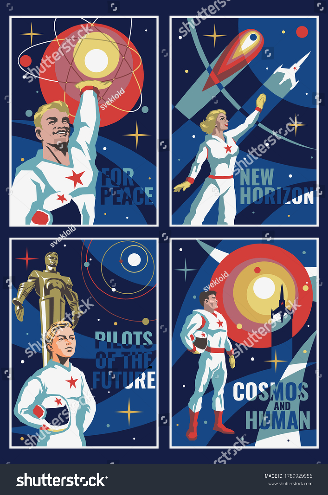 Retro Soviet Space Propaganda Mosaic Art Poster Royalty Free Stock