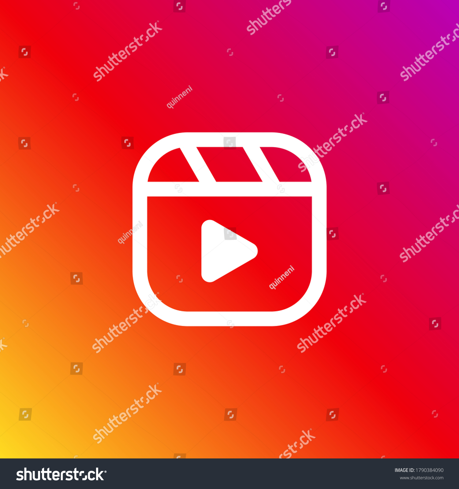 Popular social media Instagram reels button, play button modern vector icon on a gradient background #1790384090