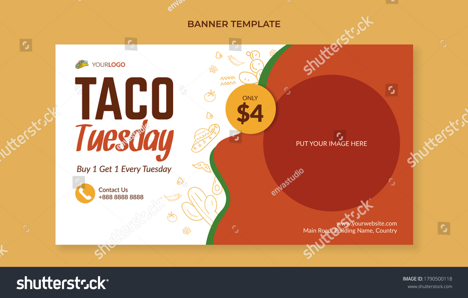 Taco Tuesday Banner Template For Mexican Food Royalty Free Stock