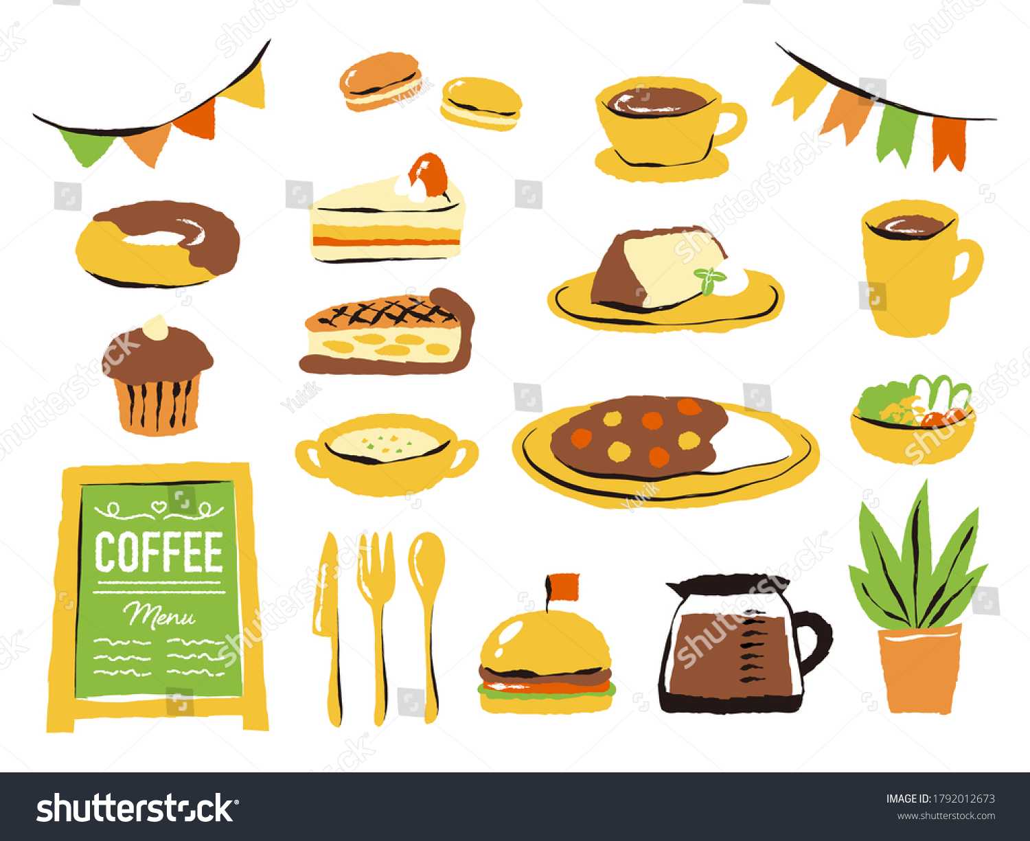 illustration of cafe and cakes - Royalty Free Stock Vector 1792012673 ...