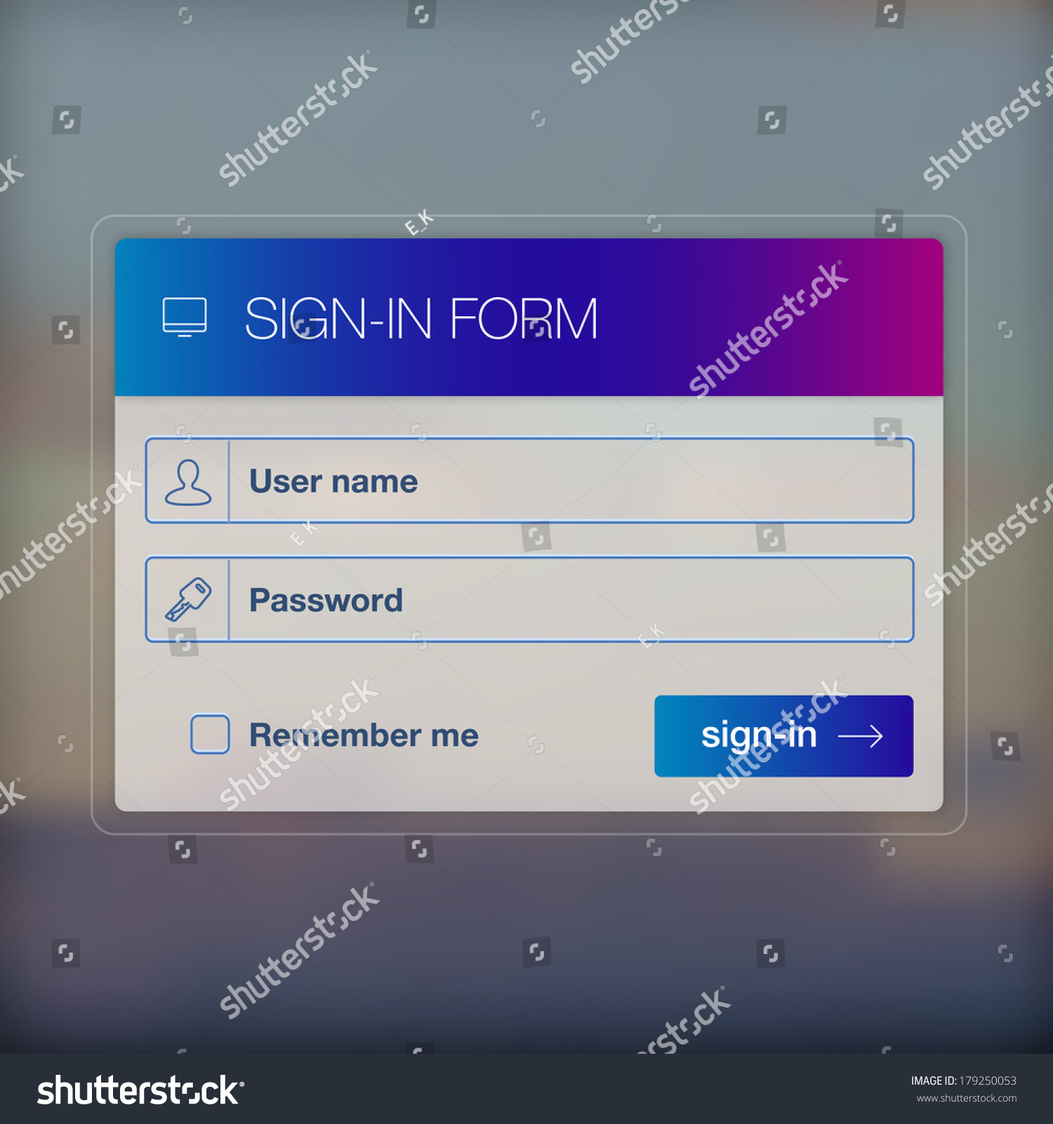 Vector Login Form Ui Element On Blurred Royalty Free Stock Vector