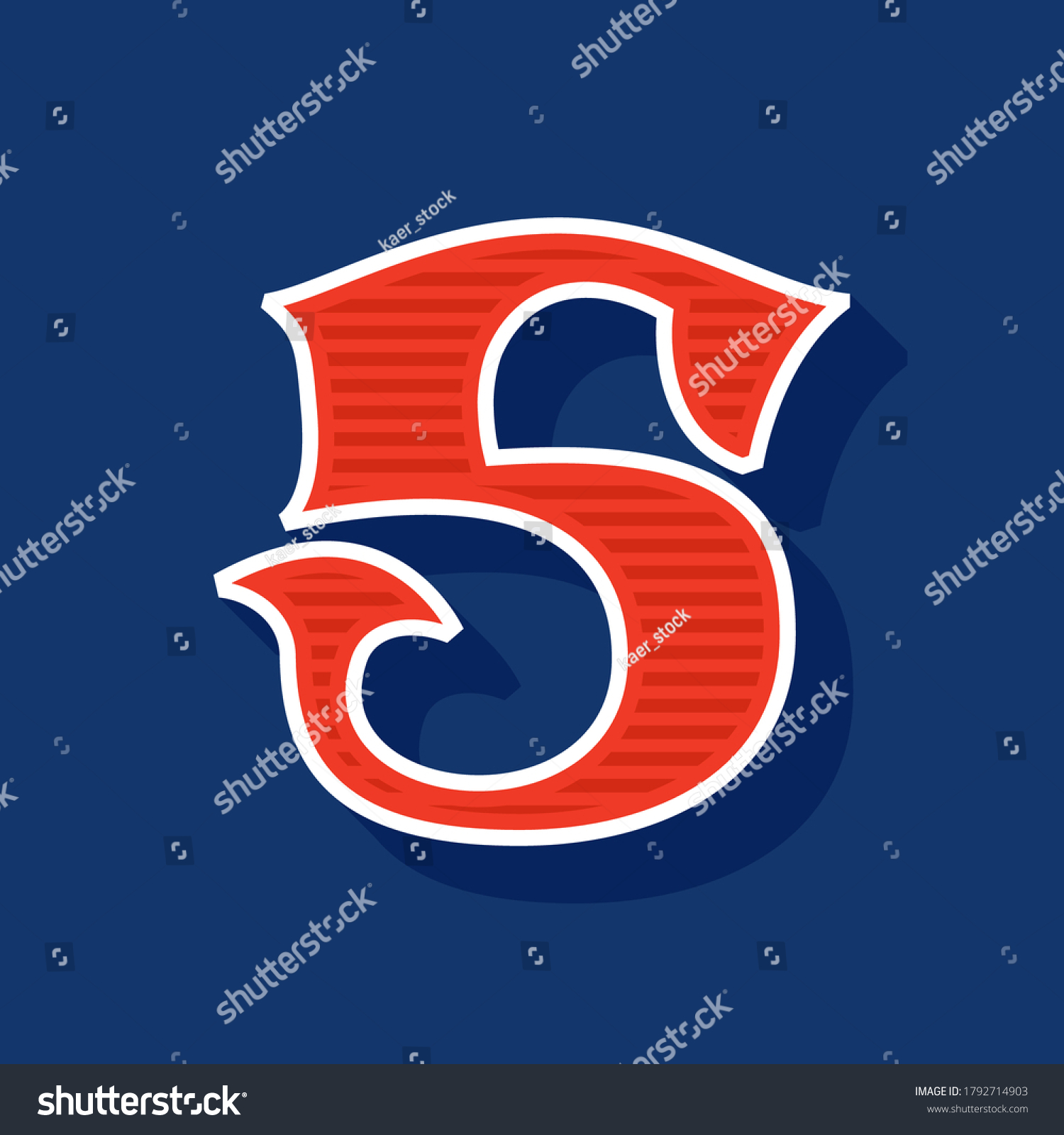 Classic style number five Sport logo. Retro font - Royalty Free Stock ...