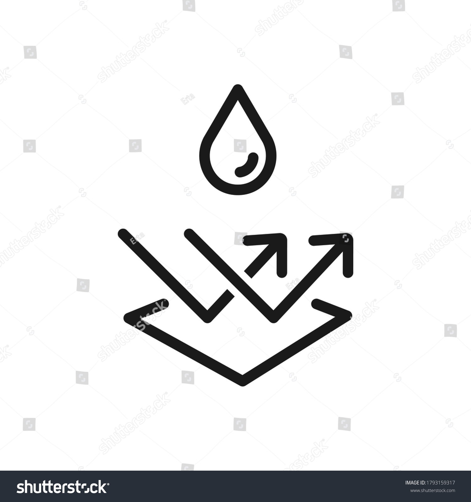 Water repellent surface line icon. Waterproof symbol concept isolated on white background. Vector illustration #1793159317