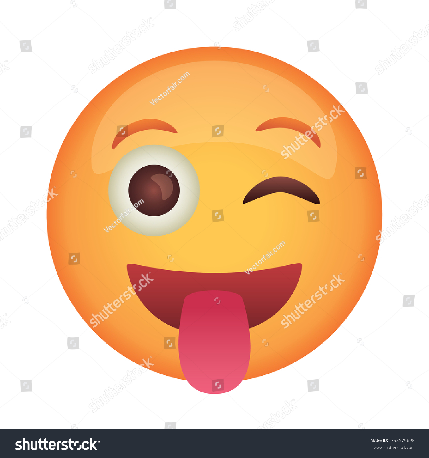 crazy emoji face with tongue out flat style icon - Royalty Free Stock ...